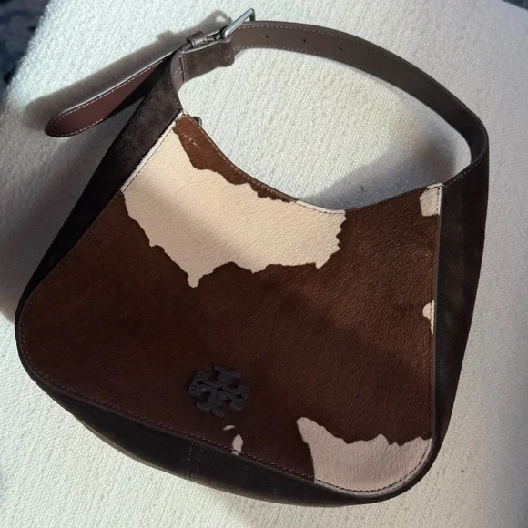 Tory Burch Brown and Cream Cowhide Hobo Bag - Picture 2 of 7